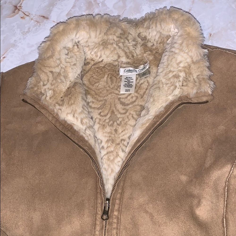 ⭐️ COLDWATER CREEK SUEDE/FAUX FUR JACKET - Picture 2 of 7